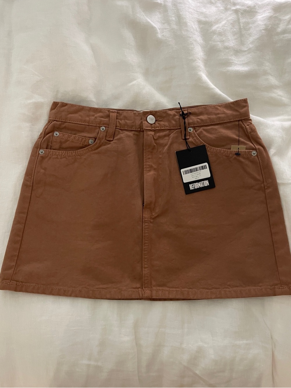 Reformation Becca Mini Skirt Nutmeg